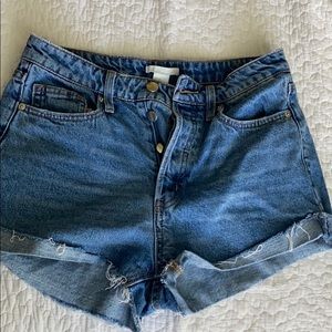 Button Up Jean Shorts